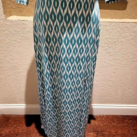 JustFab Maxi Faux Wrap Dress L Boho  Beach Santa Fe Western Coastal Chain Link - Picture 7 of 10